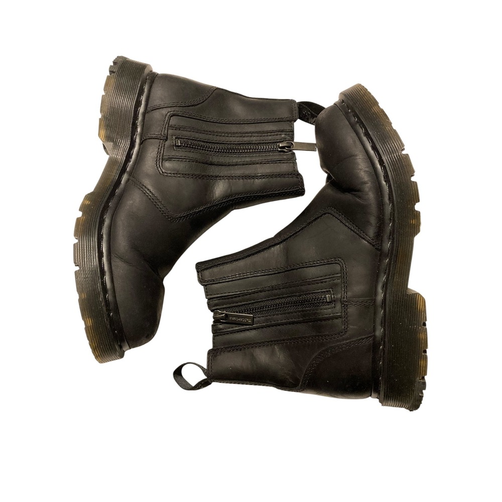 Dr. Martens Alyson Black Leather‎ Faux Fur Lined Zip Boots Womens Size 8 39 EU
